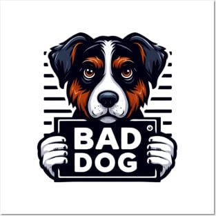 Bad Dog Illustrated Mug Shot Posters and Art